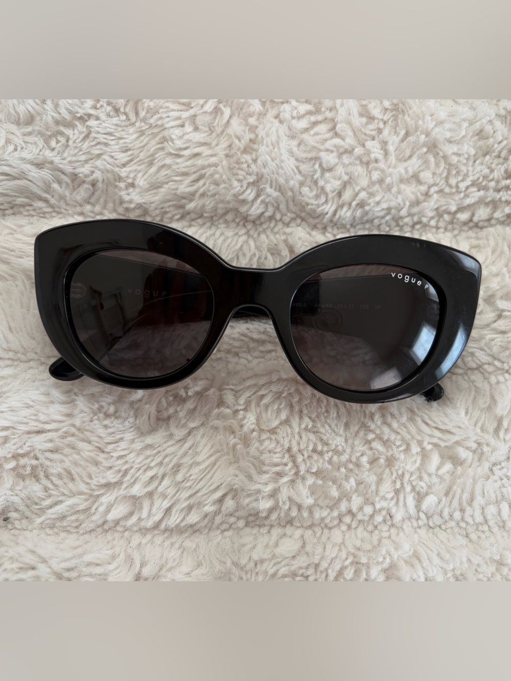Vogue Black Cat Eye Sunglasses for Women - Glossy Black Frame